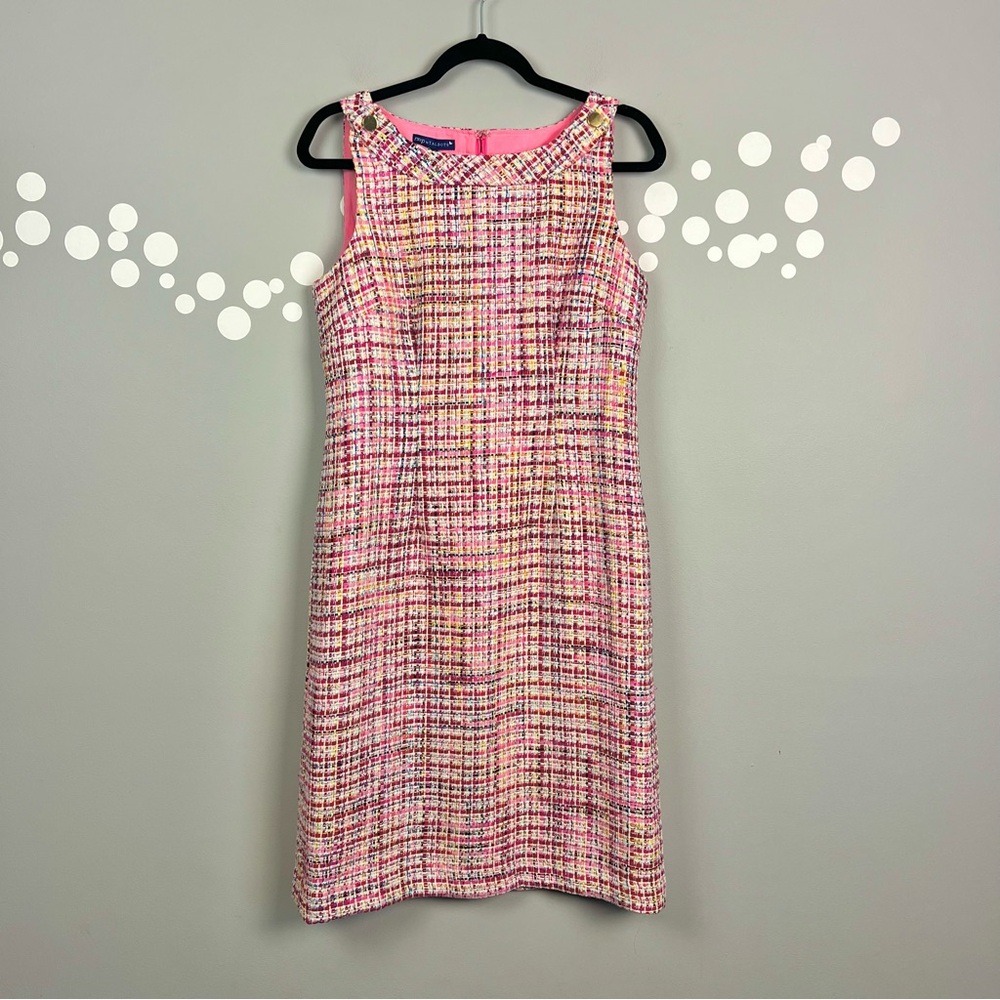 Talbots RSVP Ribbon Tweed Shift Dress Pink Multicolor NWT Size 6